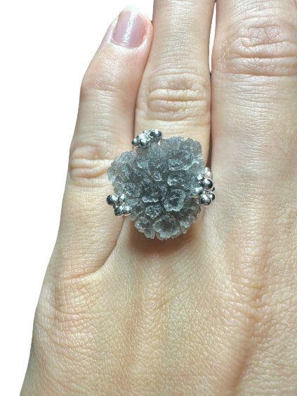 Silver ring made from carpathian obsidian