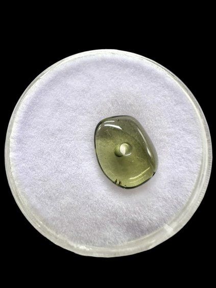 Moldavit-Perle mit gebohrtem Loch