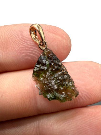 Moldavite pendant plated with rose gold 1g
