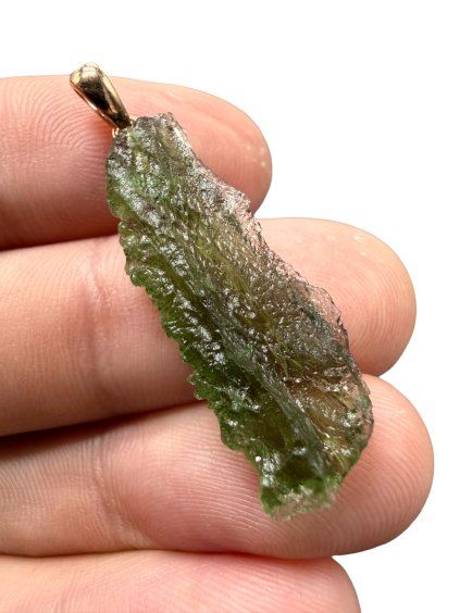 Moldavite pendant plated with rose gold 2,25g