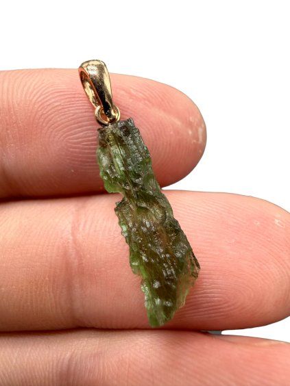 Moldavite pendant plated with rose gold 1g