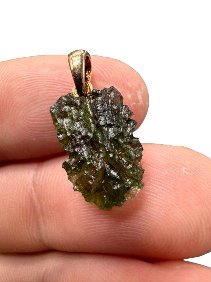 Moldavite pendant plated with rose gold 1,1g