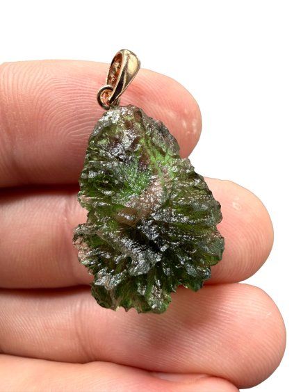 Moldavite pendant plated with rose gold 2,5g