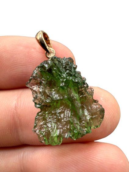 Moldavite pendant plated with rose gold 2g