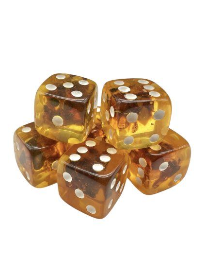 Spielwürfel mit echtem Bernstein – Set mit 6 Stück