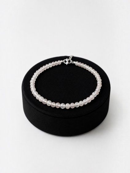 Agate bracelet – Faceted 4 mm Beads – 925 Silver Clasp