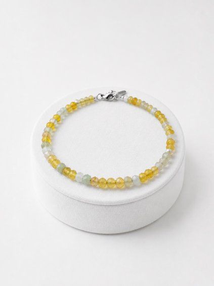 Agate bracelet – Faceted 4 mm Beads – 925 Silver Clasp