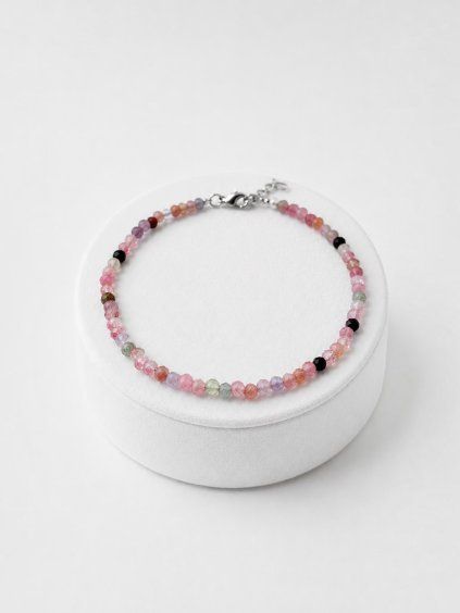 Tourmaline bracelet – Faceted 3 mm Beads – 925 Silver Clasp