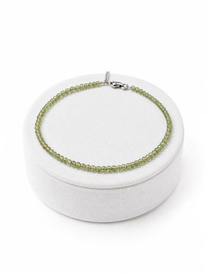 Peridote bracelet – Faceted 2 mm Beads – 925 Silver Clasp