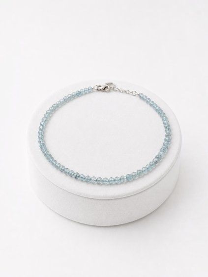 Aquamarine bracelet – Faceted  2 mm Beads – 925 Silver Clasp