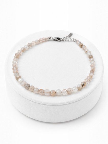 Moonstone bracelet – Faceted  3,5 mm Beads – 925 Silver Clasp