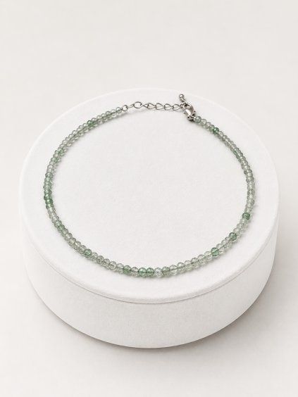 Avanturine bracelet – Faceted 2 mm Beads – 925 Silver Clasp