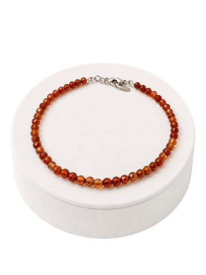 Garnet bracelet – Faceted  3,5 mm Beads – 925 Silver Clasp