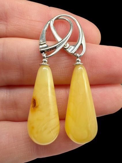 Silver amber Earrings