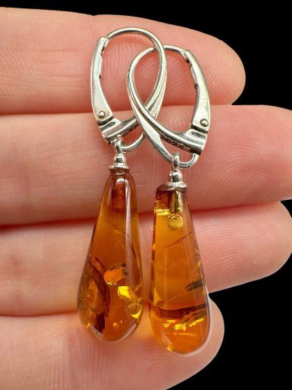 Silver amber Earrings