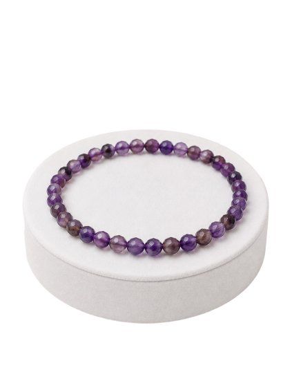 Amethyst Bracelet 4 mm – Faceted Beads