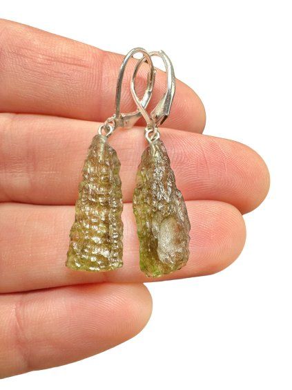 Silver moldavite earrings 2,7g