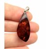 Silver amber pendant