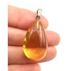 Silver amber pendant