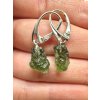 Silver moldavite earrings