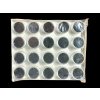 Packung mit 20 Stück von runde Dose für Mineralienproben (schwarz und weiß)