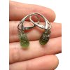 Silber Moldavit Ohrringe 2,2g (Yin und Yang)