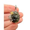 Silver moldavite pendant with gold-plated elements 7,1g