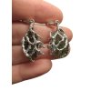 Silver moldavite earrings with gold-plated elements 7,8g