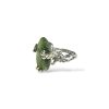 Silver moldavite ring with gold-plated elements 7,2g