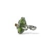 Silver moldavite ring with gold-plated elements 6,2g