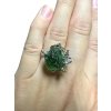 Silver moldavite ring with gold-plated elements 7g