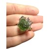Silver moldavite ring with gold-plated elements 7g