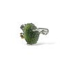 Silver moldavite ring with gold-plated elements 7,7g