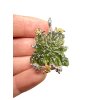 Silber Moldavit Anhänger mit vergoldeten Elementen 11,6g