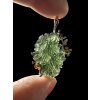 Silver moldavite pendant with gold-plated elements 8,8g