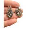 Silver moldavite earrings with gold-plated elements 7,9g