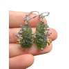 Silver moldavite earrings with gold-plated elements 10,4g