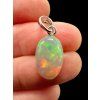 Silver faceted precious opal pendant