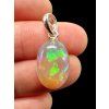 Silver faceted precious opal pendant