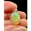 Silver faceted precious opal pendant