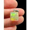 Silver faceted precious opal pendant