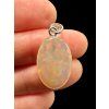 Silver faceted precious opal pendant