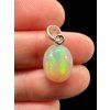 Silver faceted precious opal pendant