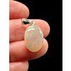 Silver faceted precious opal pendant