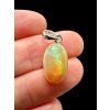 Silver faceted precious opal pendant