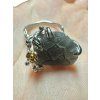 Silver ring made from carpathian obsidian