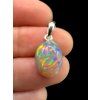 Silver faceted precious opal pendant