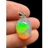 Silver faceted precious opal pendant