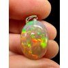 Silver faceted precious opal pendant