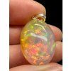 Silver faceted precious opal pendant